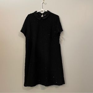 NWT ELLE Black Mineral Holiday Hostess Collared Textured Sequin Dress Size XXL